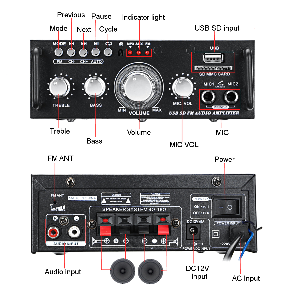 AV-263BT2x300W110-220VbluetoothAudioPowerAmplifierEQStereoAMPCarHome2CHAUXUSBFMSDHIFIDigitalRadio-1820839-3