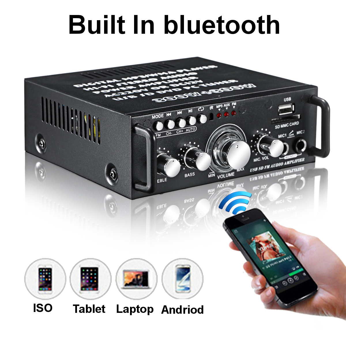 AV-263BT2x300W110-220VbluetoothAudioPowerAmplifierEQStereoAMPCarHome2CHAUXUSBFMSDHIFIDigitalRadio-1820839-5