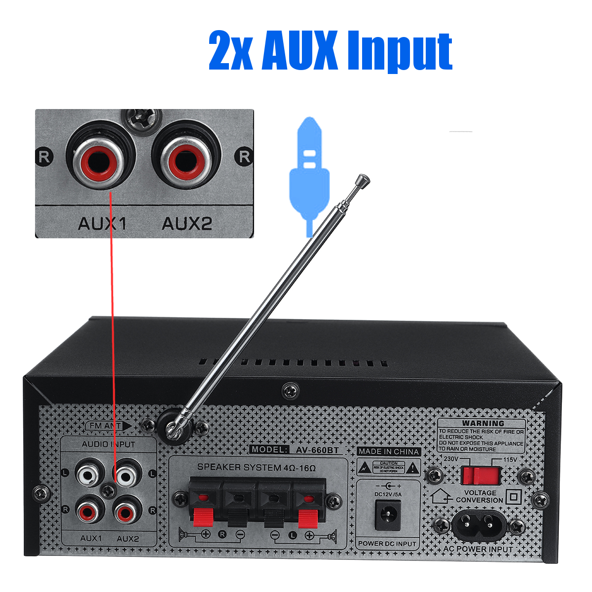 SunbuckAV-660BT2000Wbluetooth50AudioPowerAmplifierEQStereoAMPCarHome2CHAUXUSBFMRadio-1748941-7