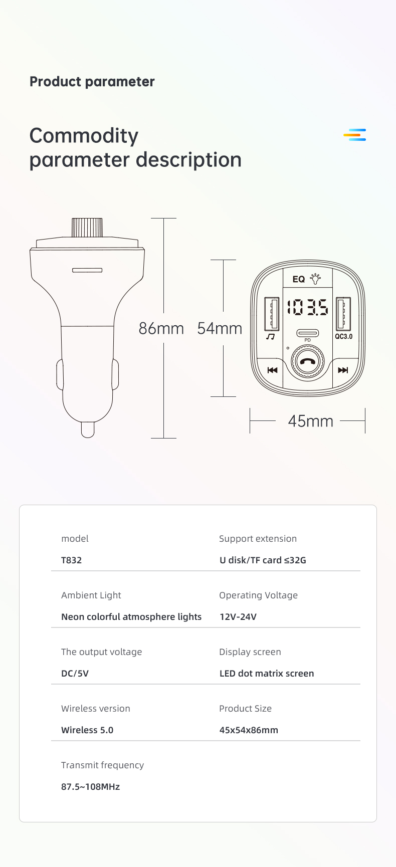 bluetooth50FMTransmitterHandsfreeCarRadioModulatorMP3PlayerWith18WUSBSuperQuickChargeAdapterforCar-1992353-14