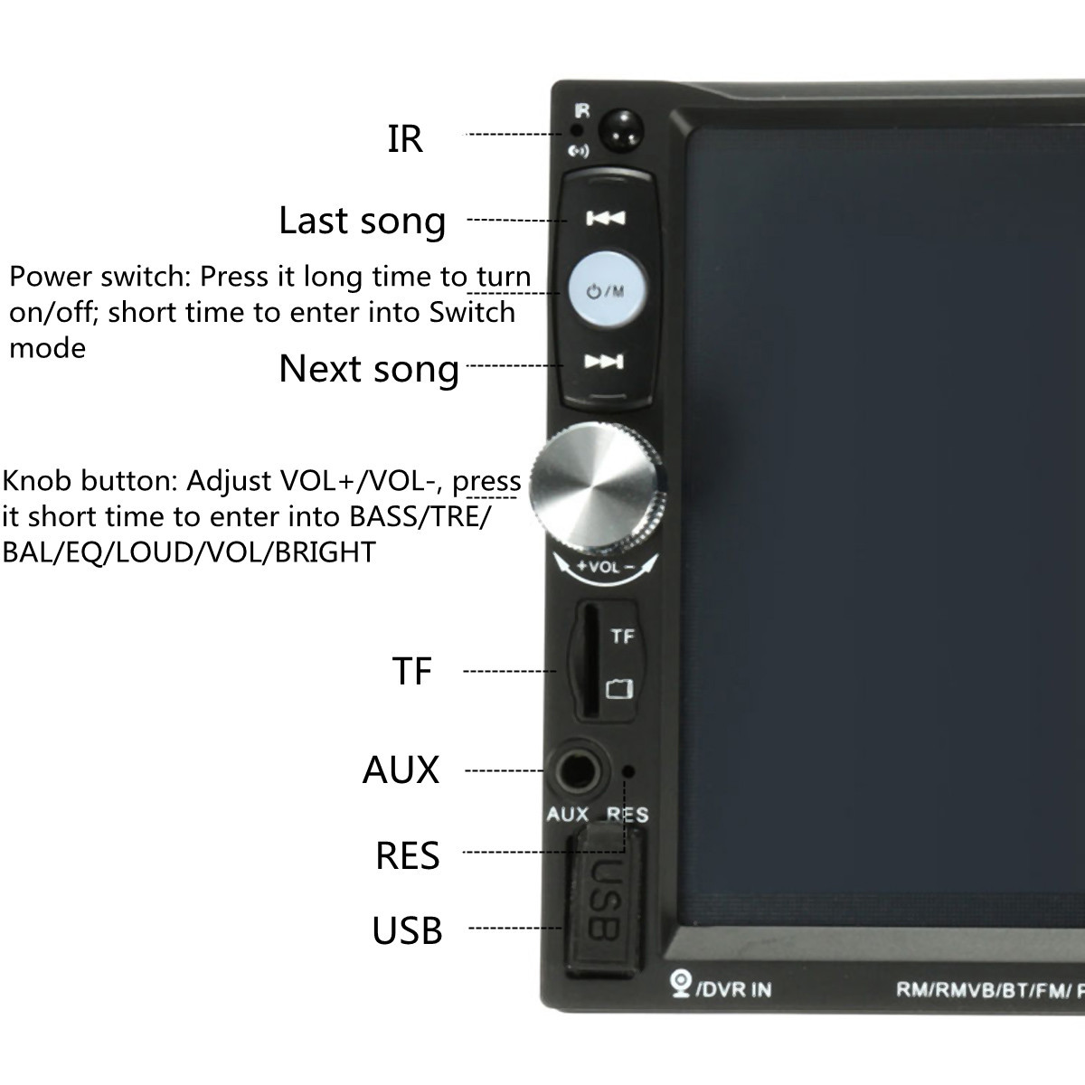 iMars7023B7Inch2DINCarMP5PlayerStereoRadioFMUSBAUXHDbluetoothTouchScreenSupportRearCamera-1989826-6