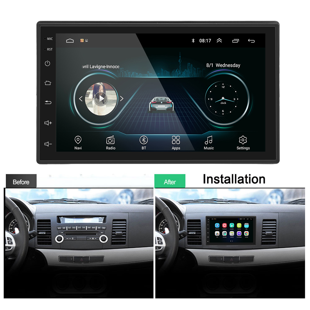 iMars7inch264GwithCarplayAndroid8CarMultimediaVideoPlayerwithCarplaybluetoothBuilt-InSpeakersWIFIFM-2003930-2