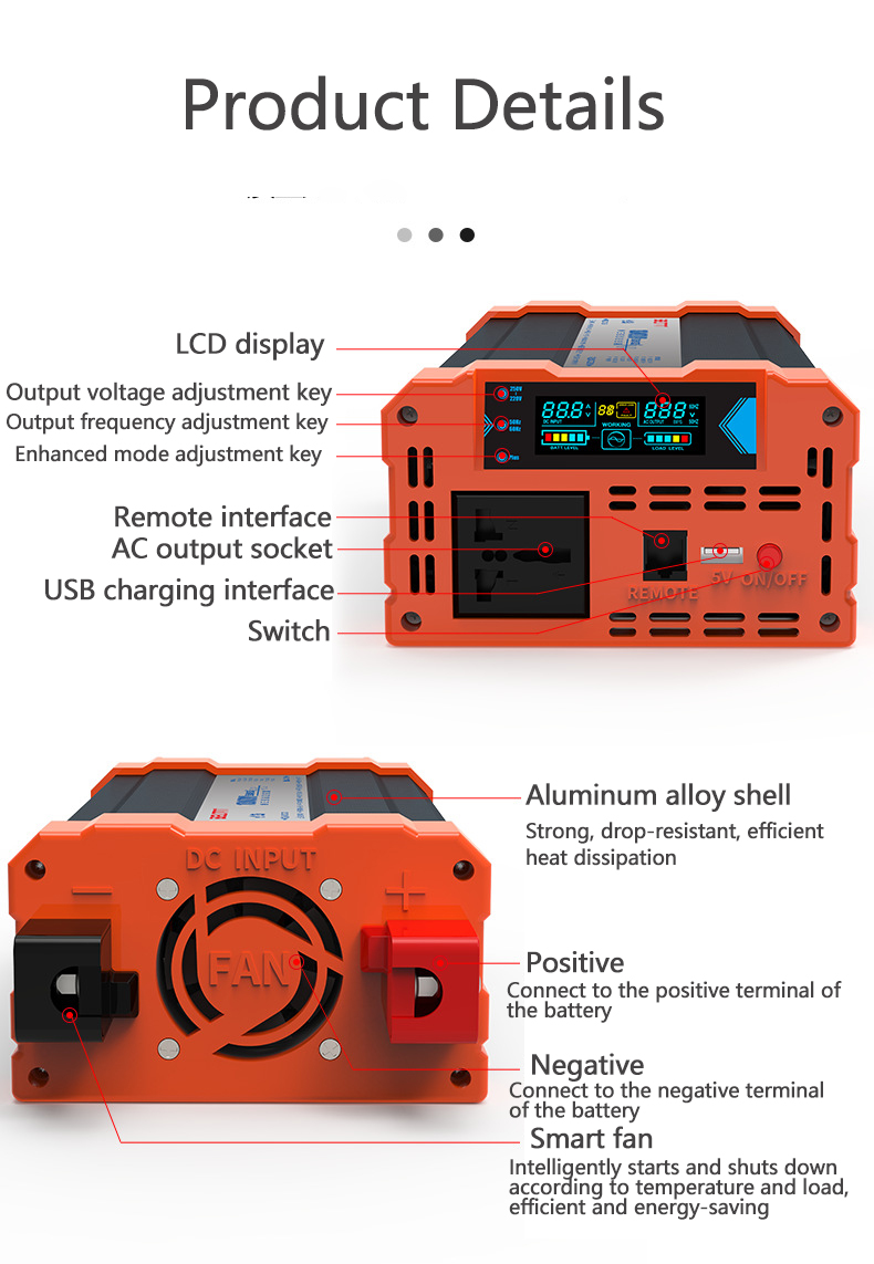 1000W1500W2000W3000WPureSineWavePowerInverterDC12VtoAC220VVehicleSmartInverterwithLEDScreen-2011034-8