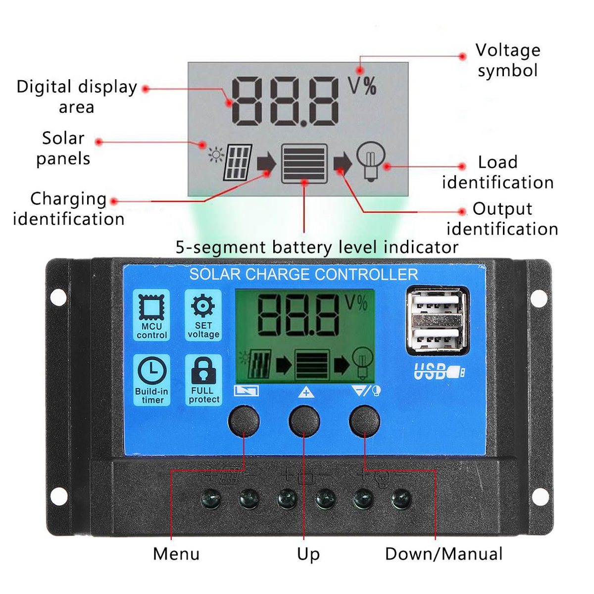 100WFoldableSolarPanelCarVanBoatCaravanCamperTrickleBatteryChargerwith100AController-1996118-5