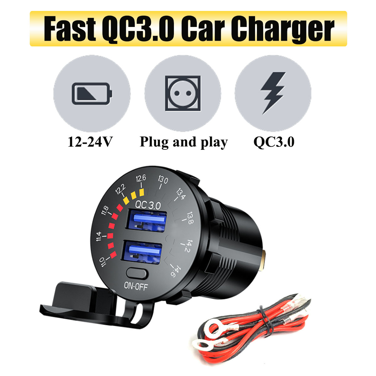 12-24VDualUSBCarChargerSocketPortWithColourfulDigitalVoltmeterQC30FastChargingBusTrailerBoats-1736298-1