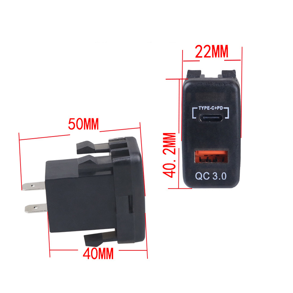 12-24VDualUSBCarChargerSocketType-CPDQC30LEDVoltmeterWaterproofFastChargeAdapterforBusTrailerBoatsMa-1977401-6