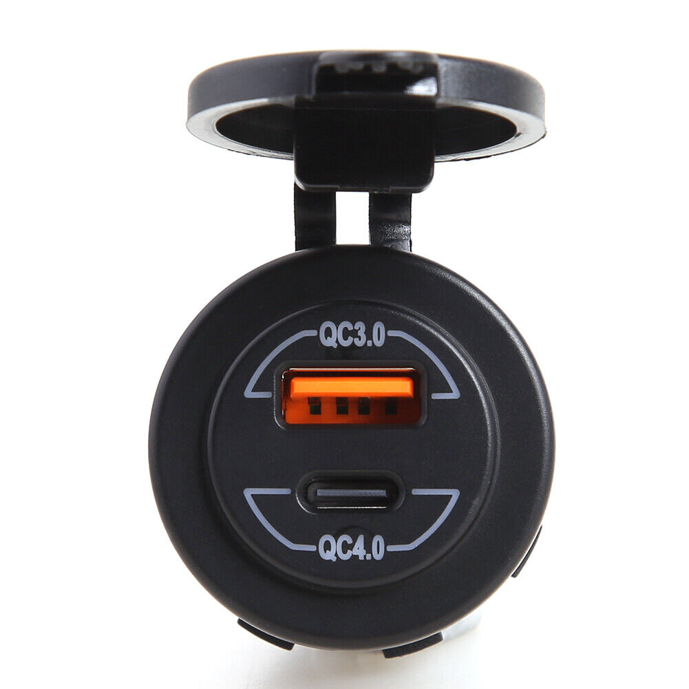 12-24VQC30QC40DualUSBCarChargerSocketTypeCQuickChargeWaterproofforRVYachtsMotorcycles-1978585-1