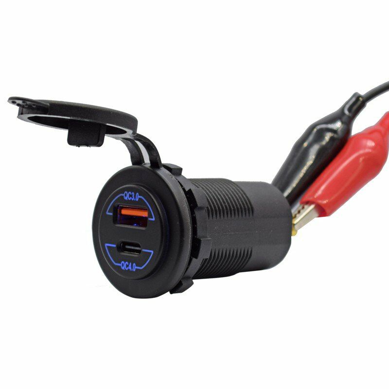 12-24VQC30QC40DualUSBCarChargerSocketTypeCQuickChargeWaterproofforRVYachtsMotorcycles-1978585-7