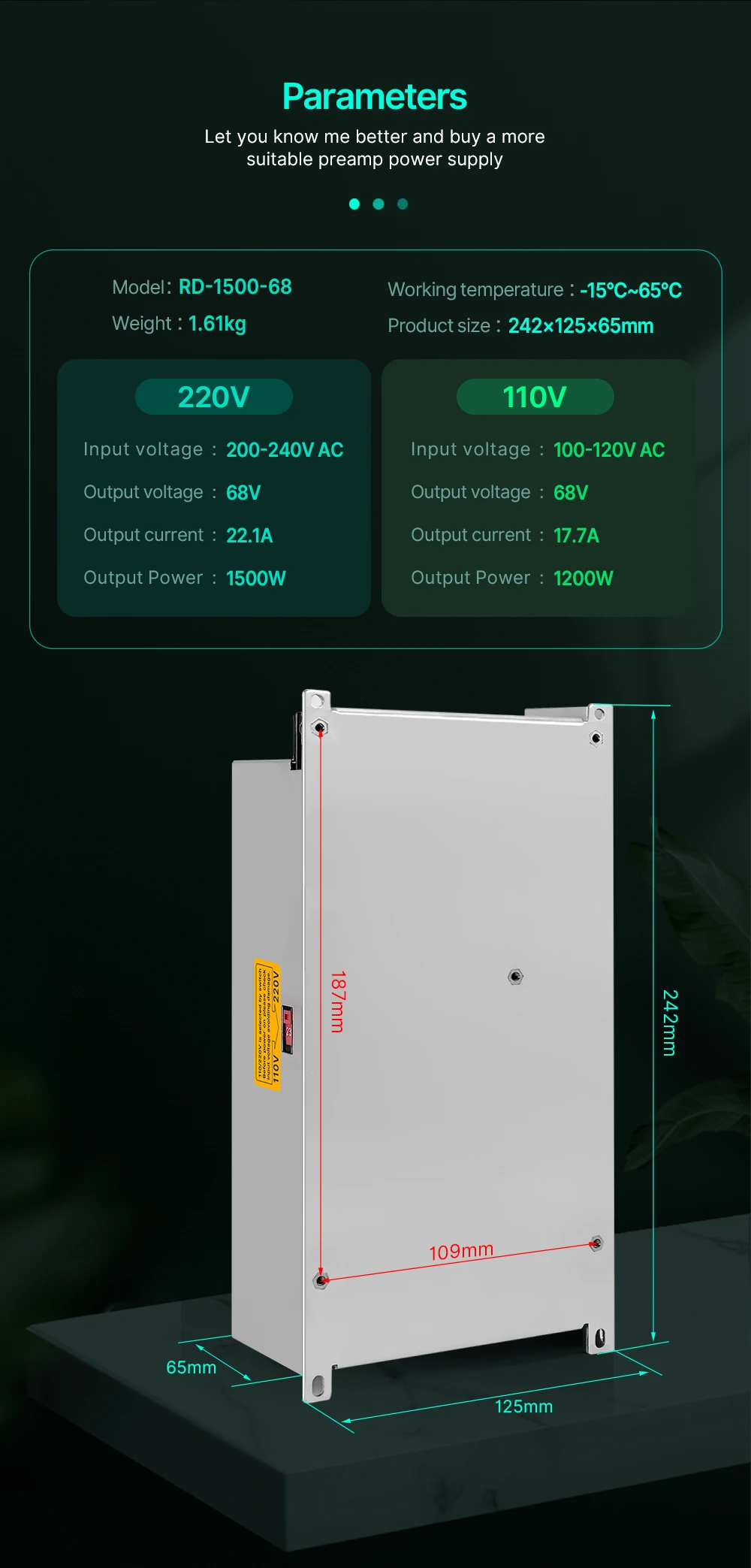 1200W1500WHighPowerSwitchingPowerSupply68VAdjustableFullPowerVoltageRegulation-2012693-9