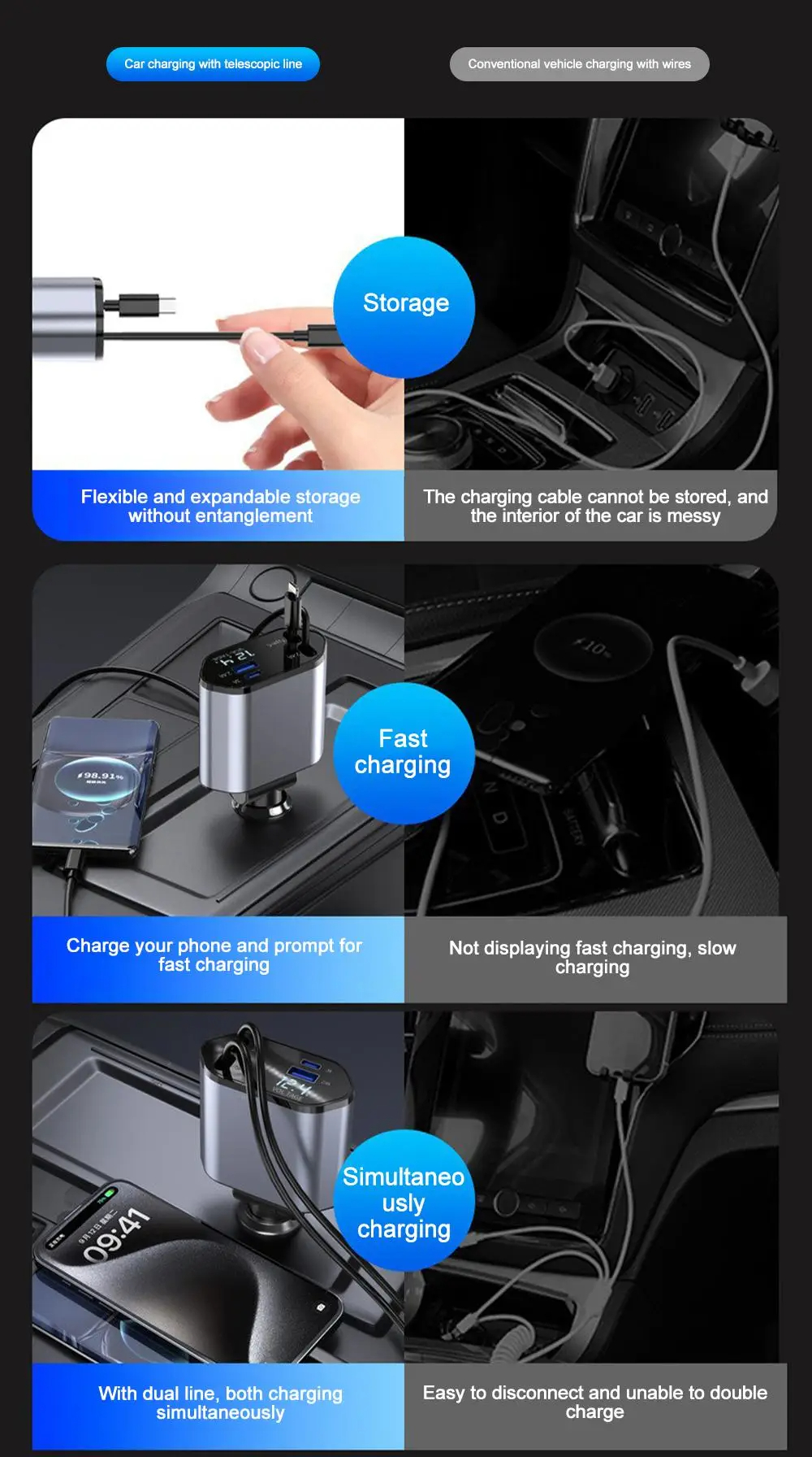 120WSupportRetractable4-In-1AdapterSuperFastChargingCarChargerPDUSBforIPhone-2014953-12