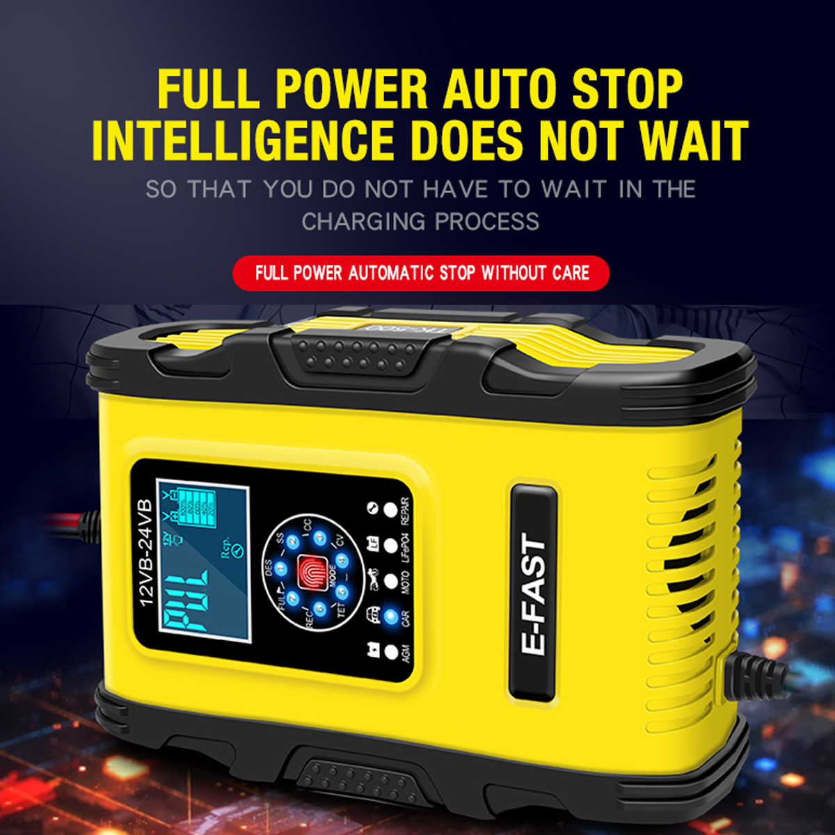 1224V12A6A7-StagePulseRepairLCDBatteryChargerForCarMotorcycleLeadAcidBatteryAgmGelWet-1937249-12