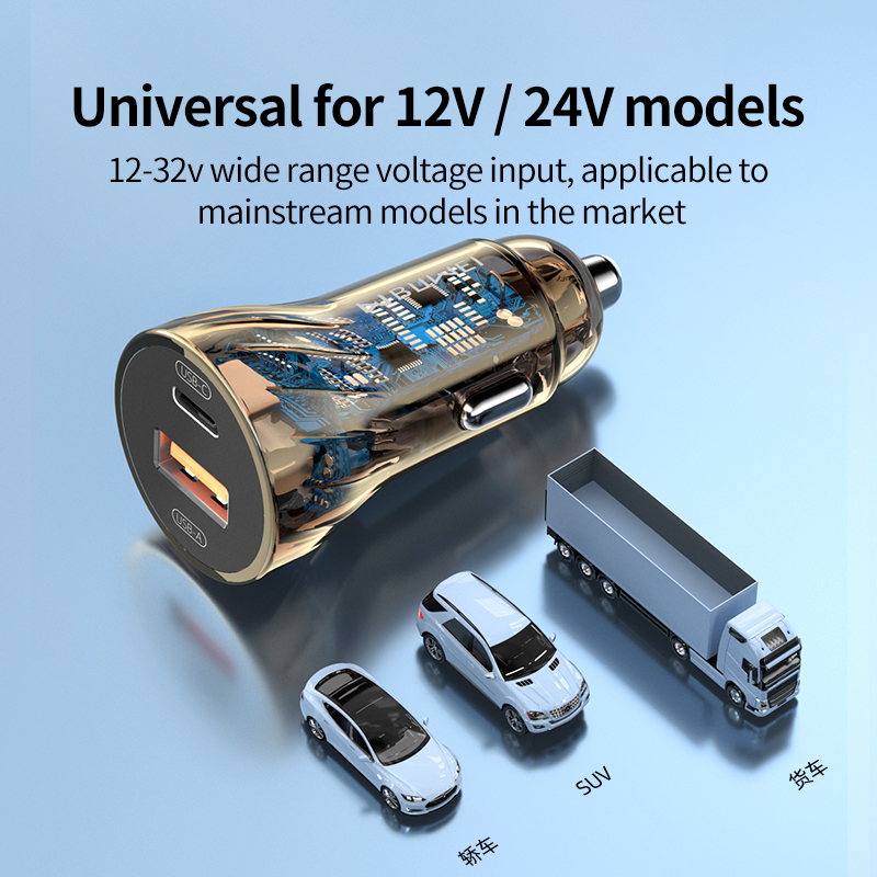 12V-24VDualUSBTransparentCarCharger30WPDQC40SuperFastChargeforAppleHuaweiXiaomiOppoVivo-1982165-2