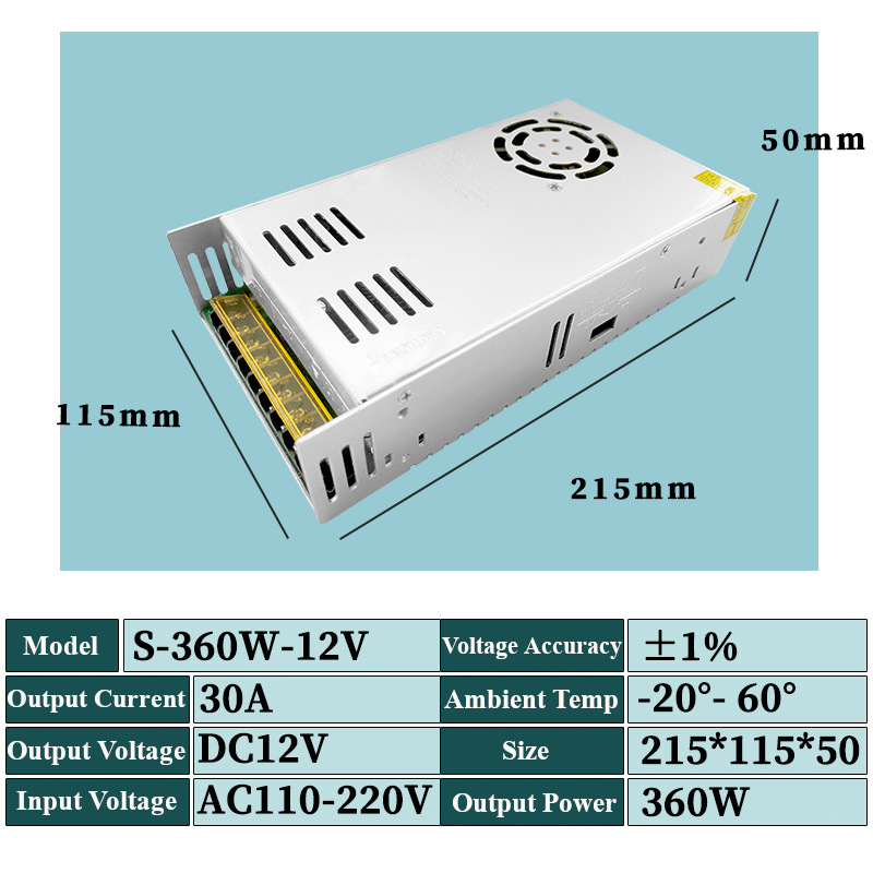 12V120W250W360WSwitchingPowerSupplySourceTransformerACDCSMPSForLEDStripLightCCTVMotor-1977078-9