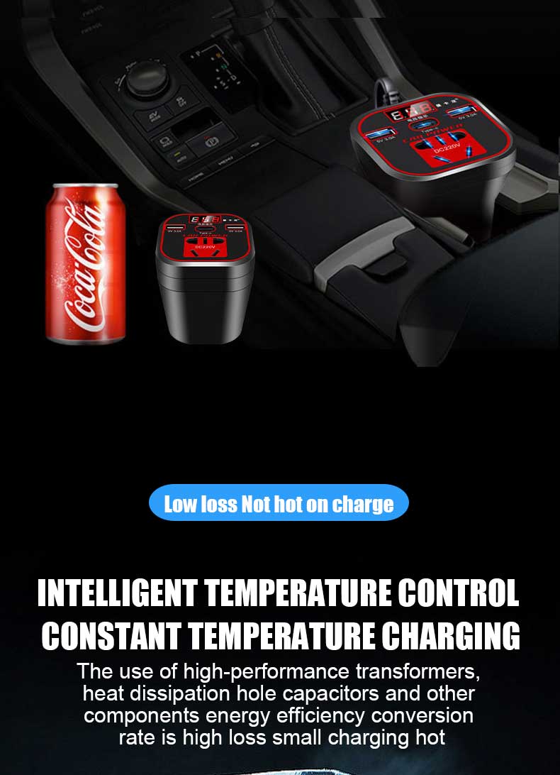 12V24Vto220VCarInverter200W30FastChargeType-CCarChargerSocketwithIntelligentDigitalDisplayforPhoneTa-2012514-12