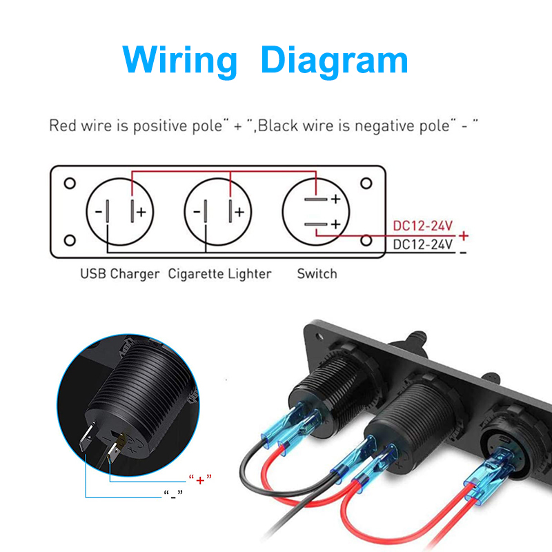 12V3in1CarChargerSocketWaterproofDualUSBQC30OutletPanelToggleSwitchVoltmeterforRVMarineBoat-1976180-3