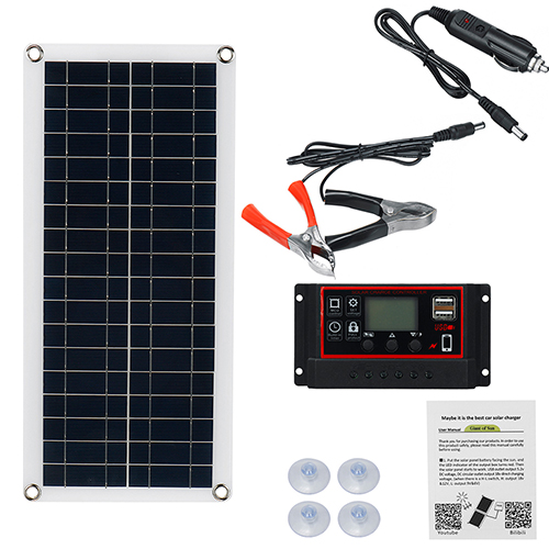 15WSolarPanel12VBatteryCharger60A100ADualUSBControllerForRVTravelCarCamping-1721762-5