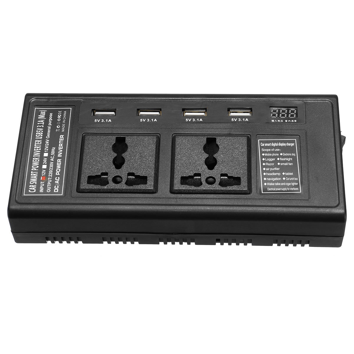 200W12VTo220VDCACCarPowerInverterwith4USB2UniversalSocketIndependentSwitchVoltageDigitalDisplay-1983009-3