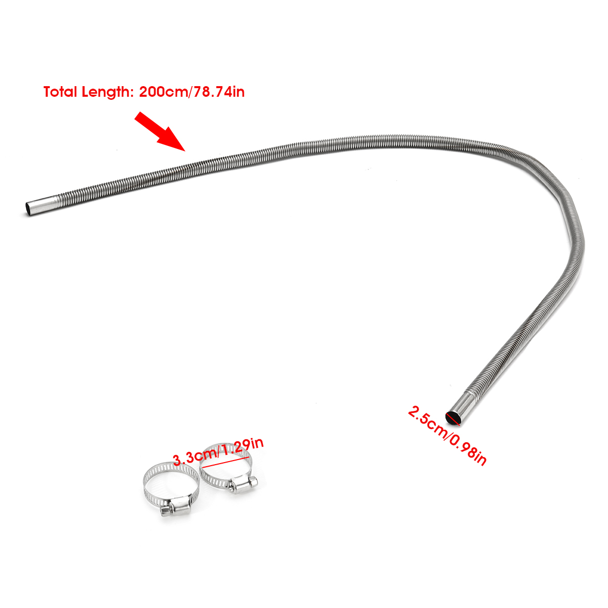 200cmStainlessSteelExhaustPipeCarParkingAirHeaterTankDieselVentHose-2007695-7