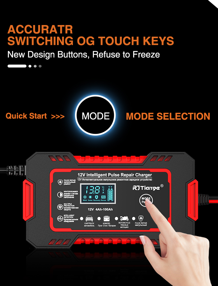 RJtianyeEuropeanStandard12V6ASmartPulseRepairChargerforSUVMotorcycleChargerLEDScreenDisplay-1995490-2