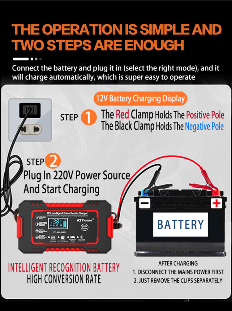 RJtianyeEuropeanStandard12V6ASmartPulseRepairChargerforSUVMotorcycleChargerLEDScreenDisplay-1995490-12