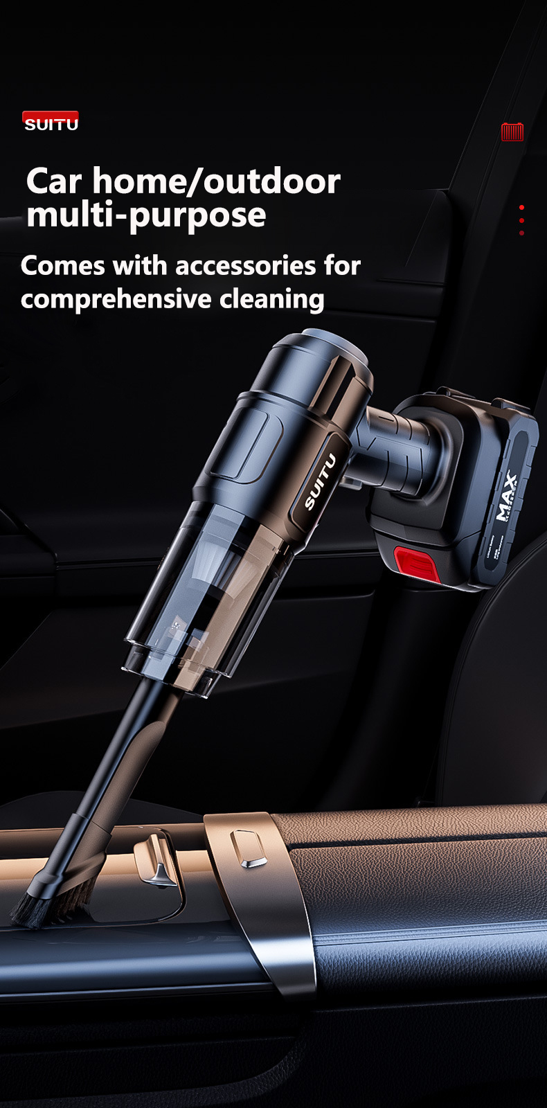 Suitu5000PaCarCordlessVacuumCleanerDustCleanerHouseholdPowerfulBlowerDustBlowerSmartBrushlessVacuumC-2010405-6