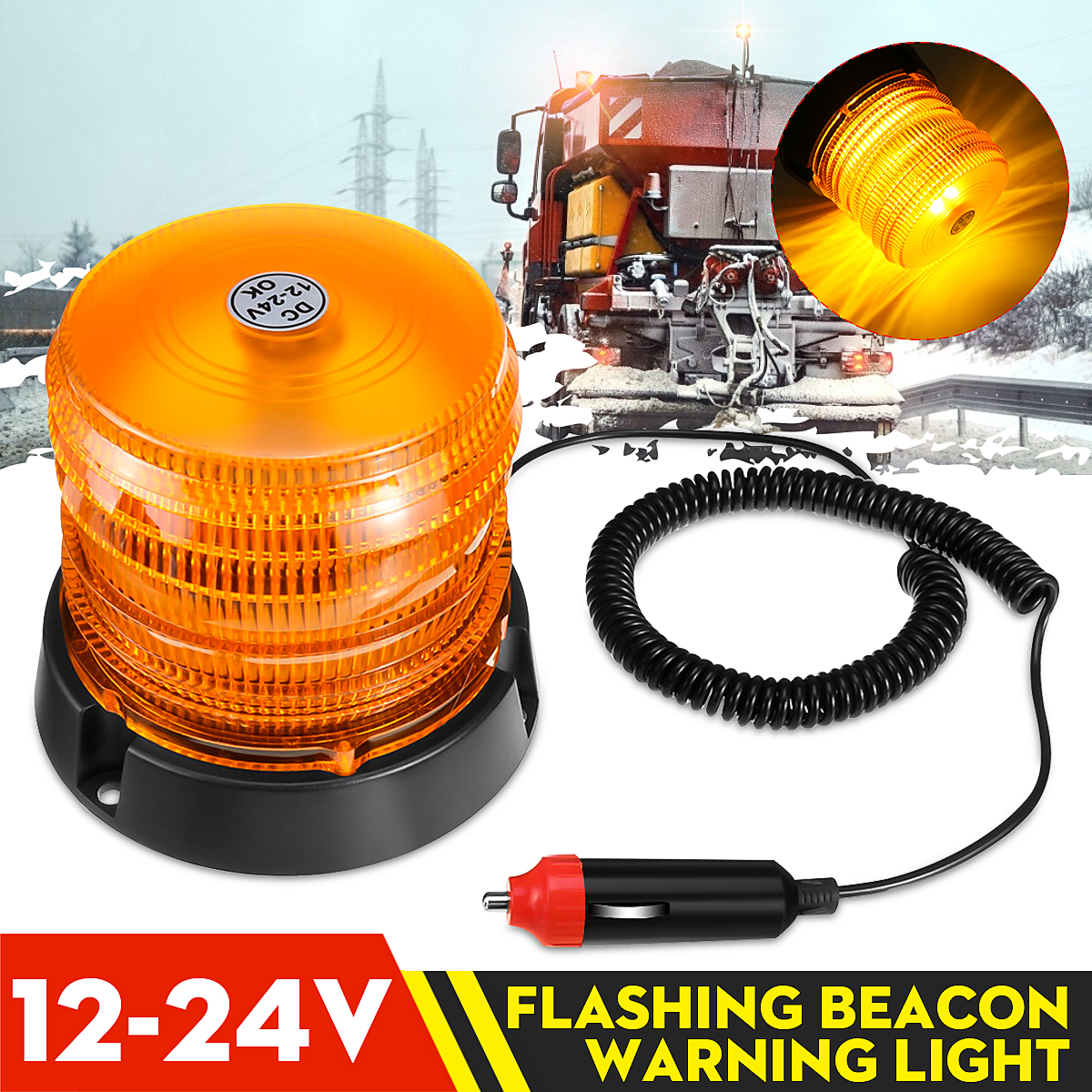 16SMDLED12V-24VMagneticFlashingBeaconStrobeRecoveryWarningLightAmber-1713020-1