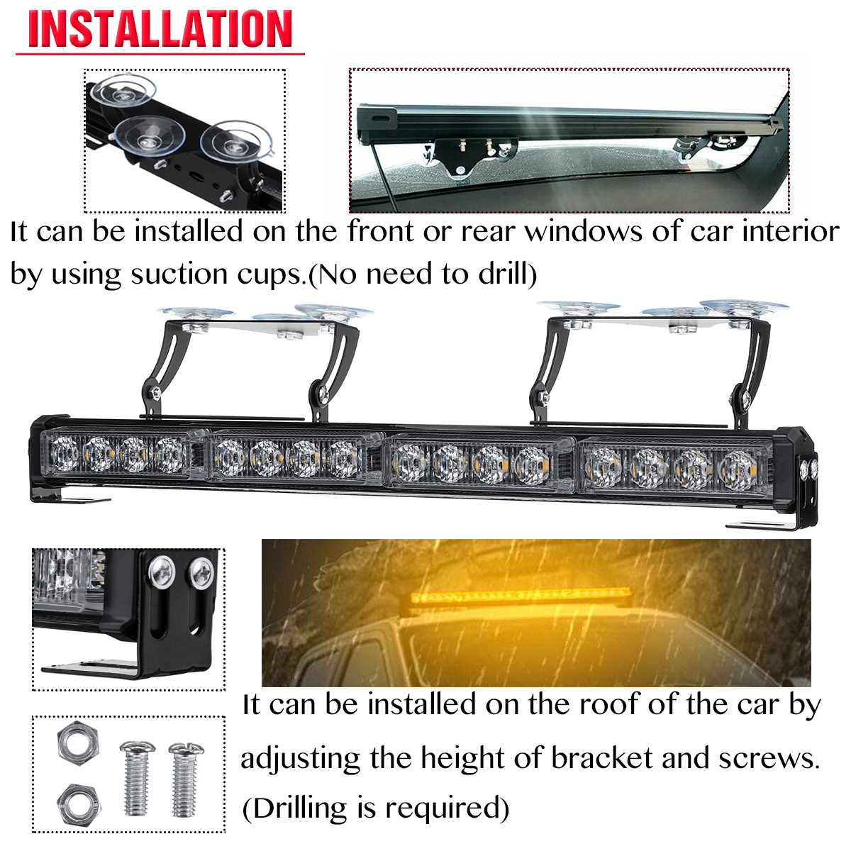 1816AmberLEDCarRoofWindshieldEmergencyHazardWarningFlashStrobeLights-1671465-2