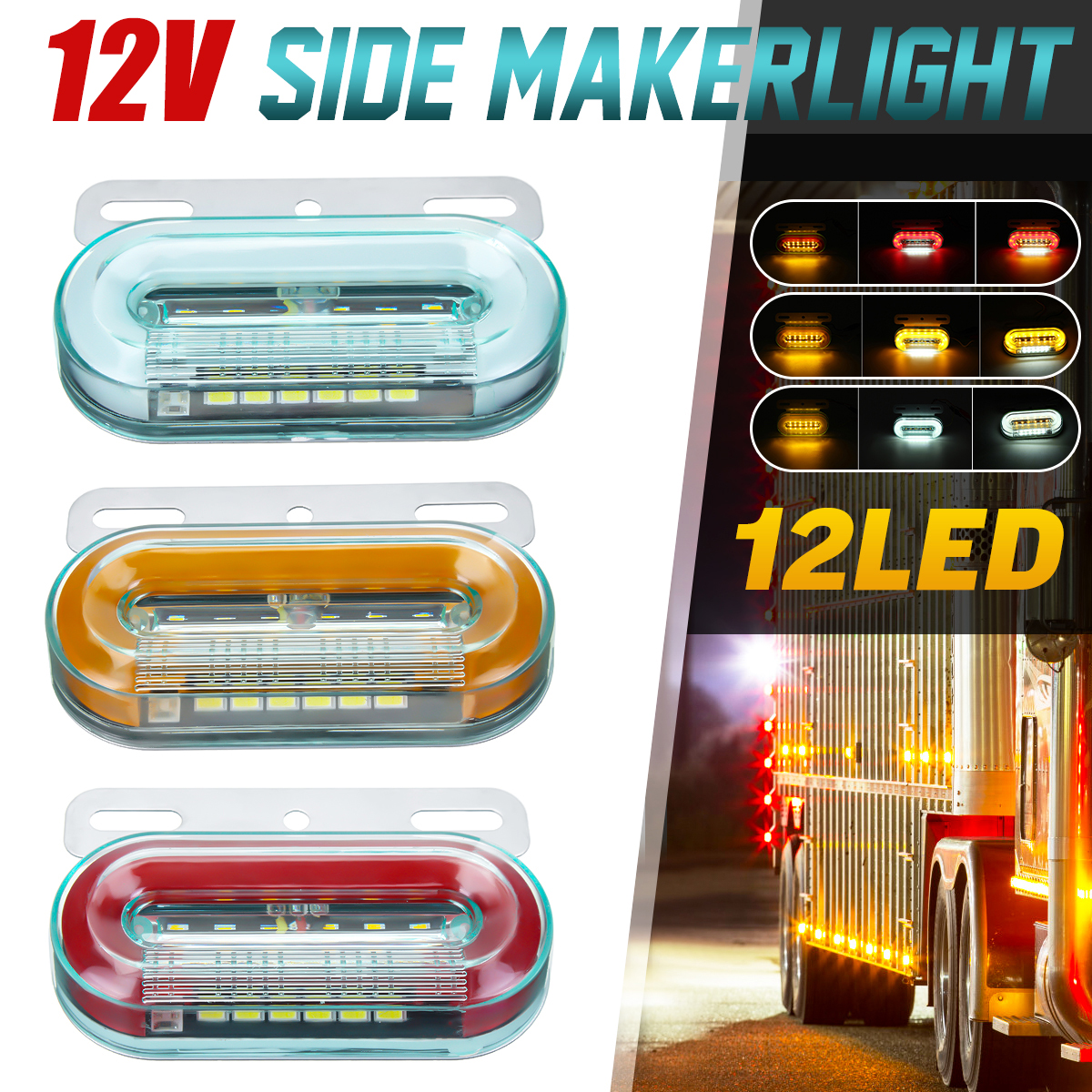 1PC12LED12VFlowingLEDSideMarkerSignalLightIndicatorForTruckTrailers-1792829-1