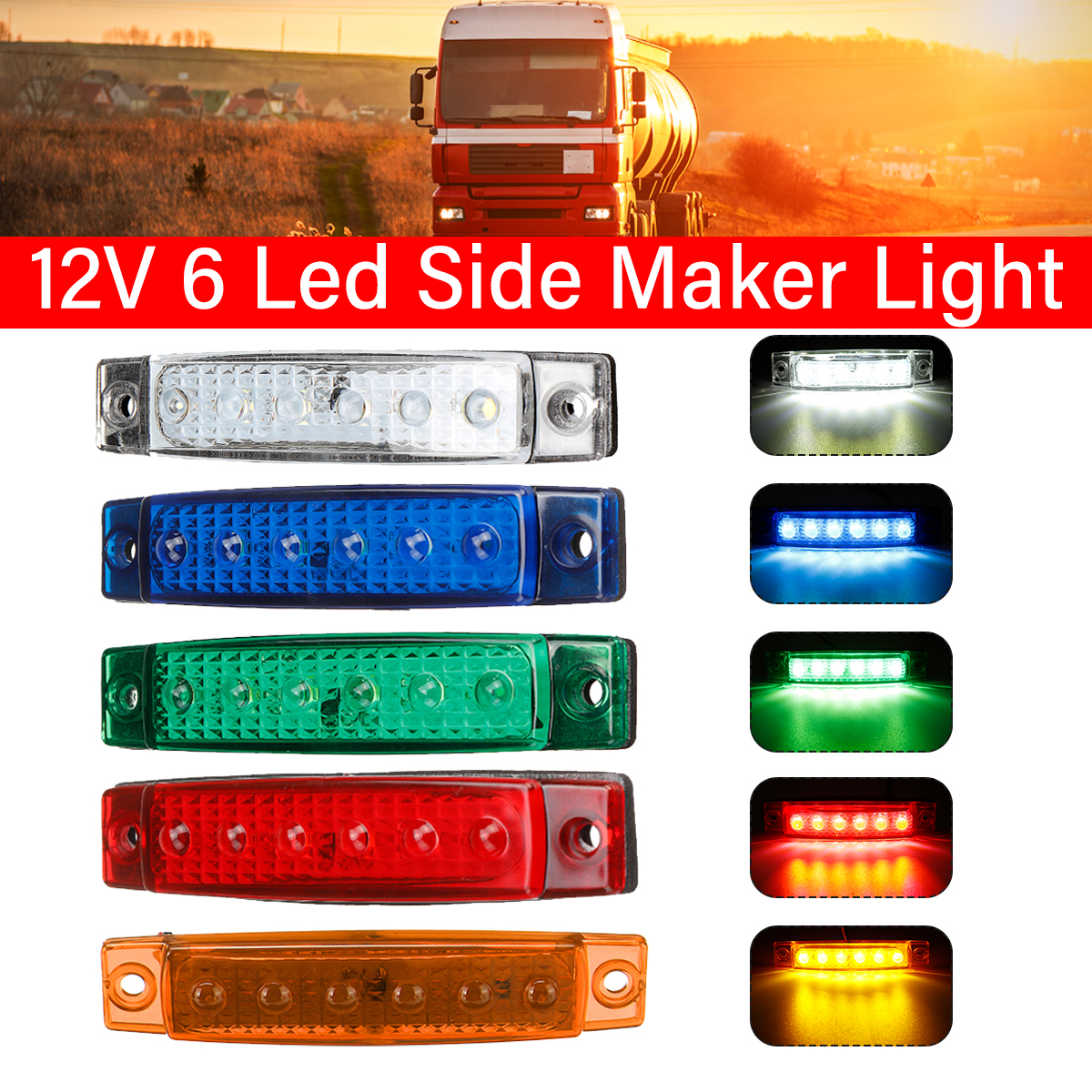 1PCS6LED12VFrontSideMarkerAmberSignalLightsPositionLampForCarTruckTrailer-1939359-1