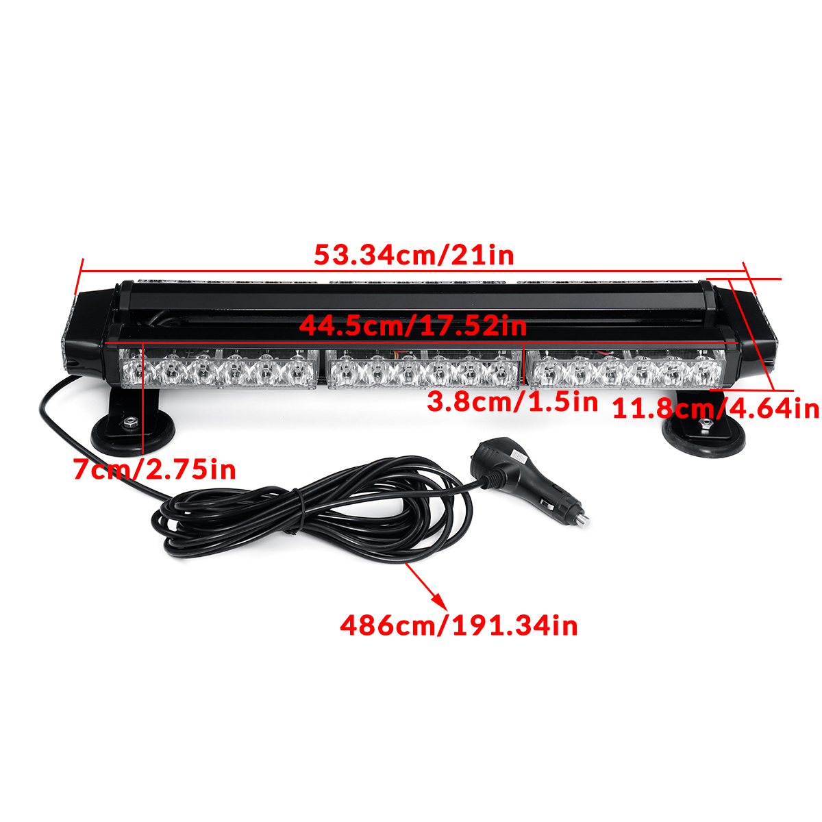 21Inch144W42LEDDoubleSideTrafficStrobeFlashLightBarAmberEmergencyLampMagneticMount12VUniversal-1553113-4