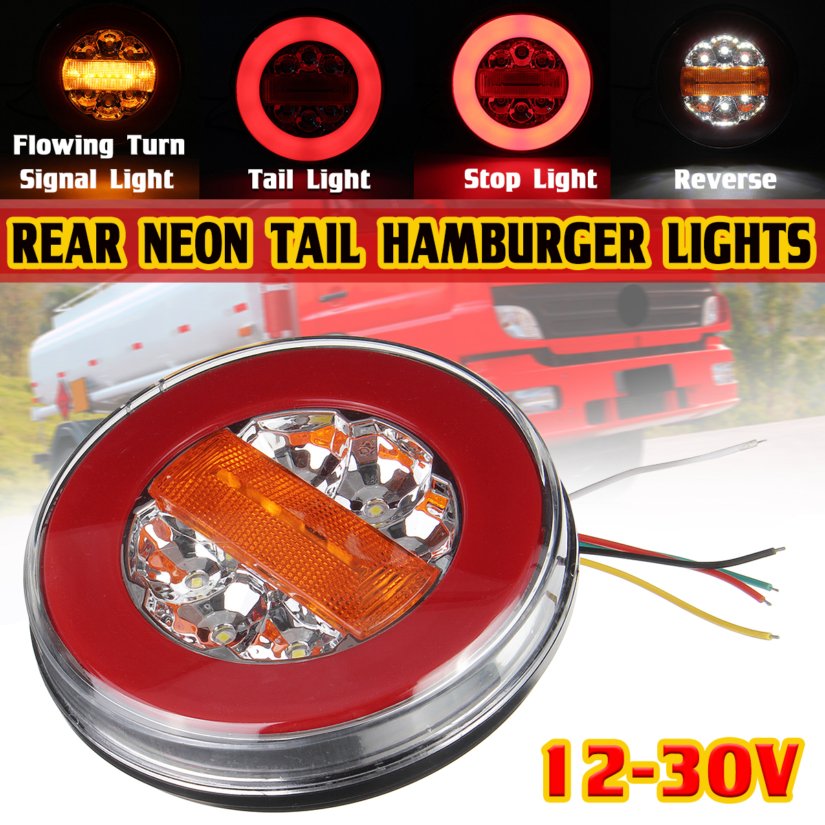 24V12V-30VLEDHamburgerRearTailLightsWaterproofForTruckLorryVanCaravanBusCamper-1961266-1