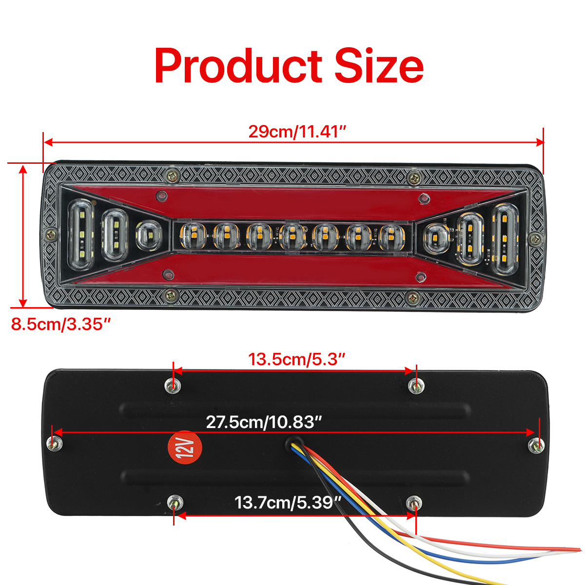 2pcs12V37LEDFlowingRearTailLightTurnSignalBrakeReverseLampForTrailerTruckLorry-1961182-5