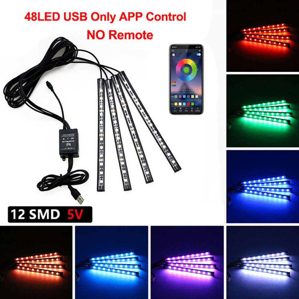 48LEDCarInteriorAmbientFootStripLightBacklightRemoteAppMusicControlAutoRGBDecorativeLamps-1990493-1