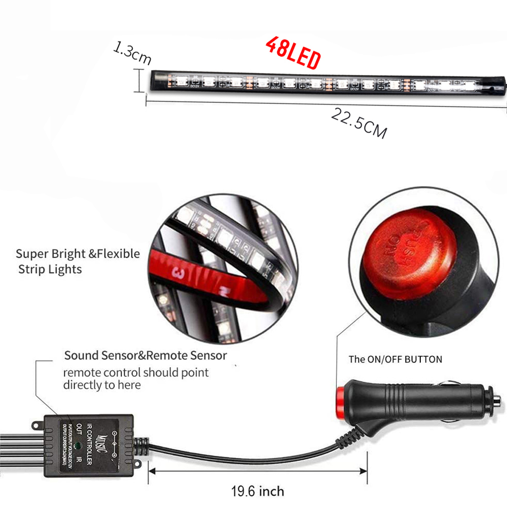 48LEDCarInteriorAmbientFootStripLightBacklightRemoteAppMusicControlAutoRGBDecorativeLamps-1990493-7