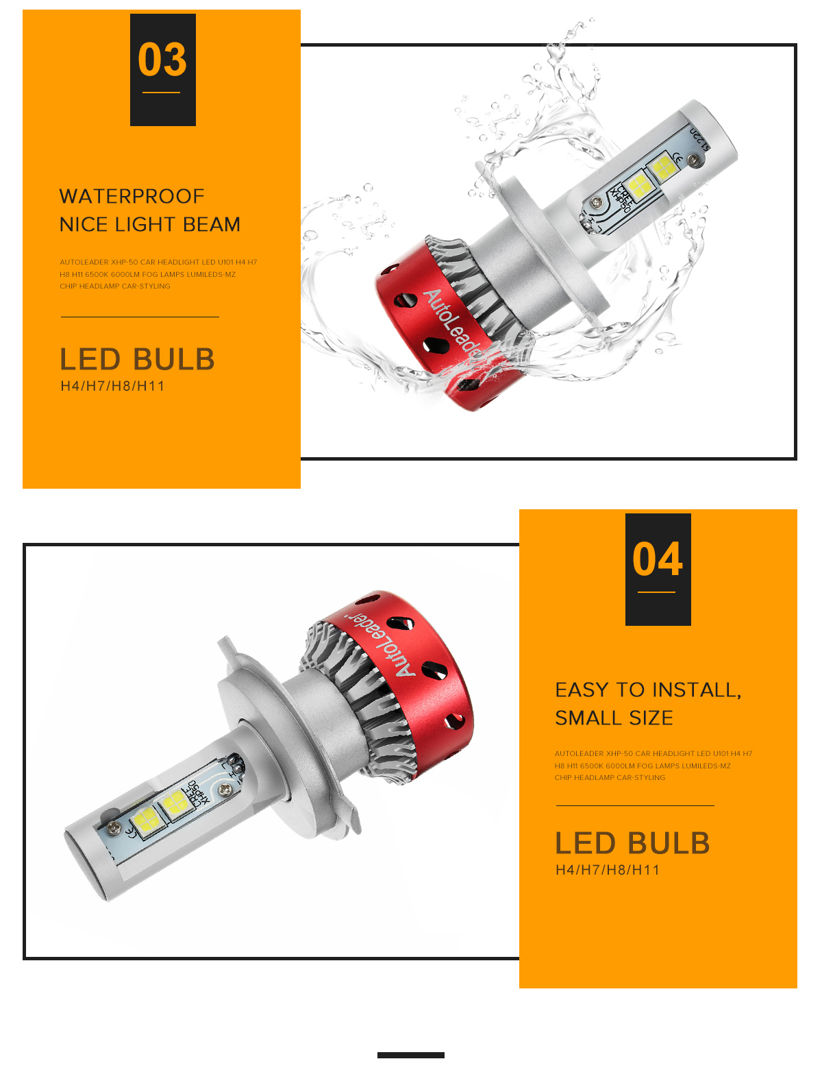 AutoleaderCarLEDHeadlightU101H4H8H116500K6000LMFogLampsLUMILEDS-MZChipHeadlamp-1982291-11