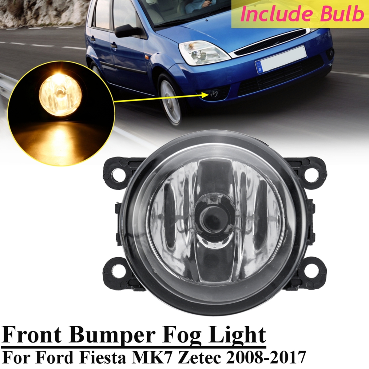 CarFrontBumperFogLightsLampwithH11BulbYellowforFordAcuraHonda-1514987-1