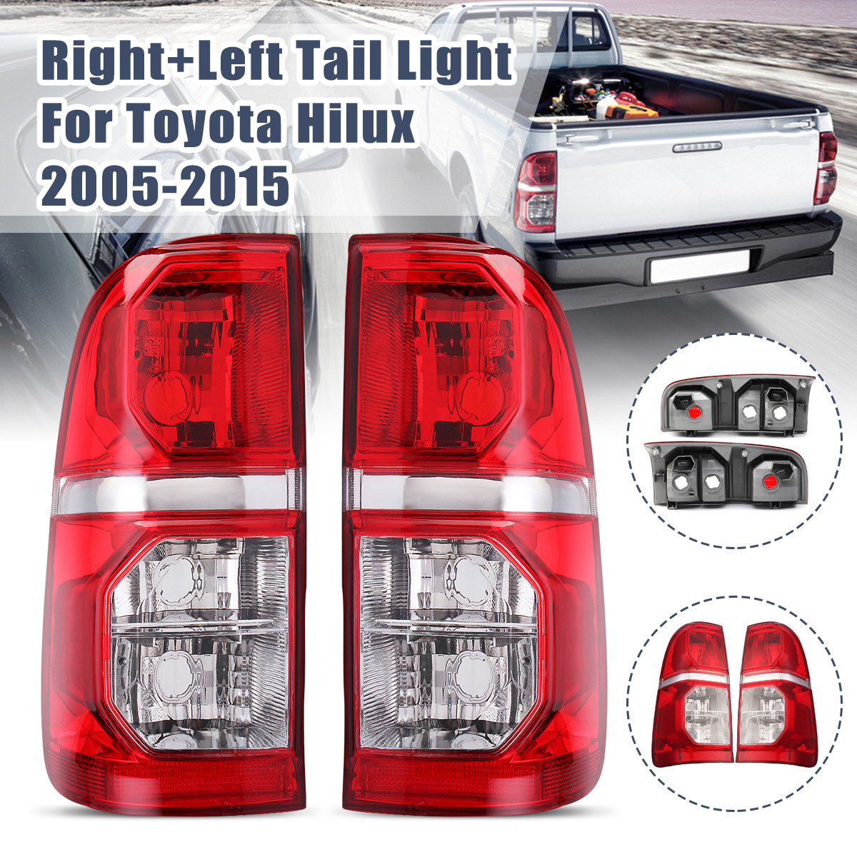 CarRearLeftRightTailLightBrakeLampRedwithouBulbForToyotaHilux2005-2015-1615978-1