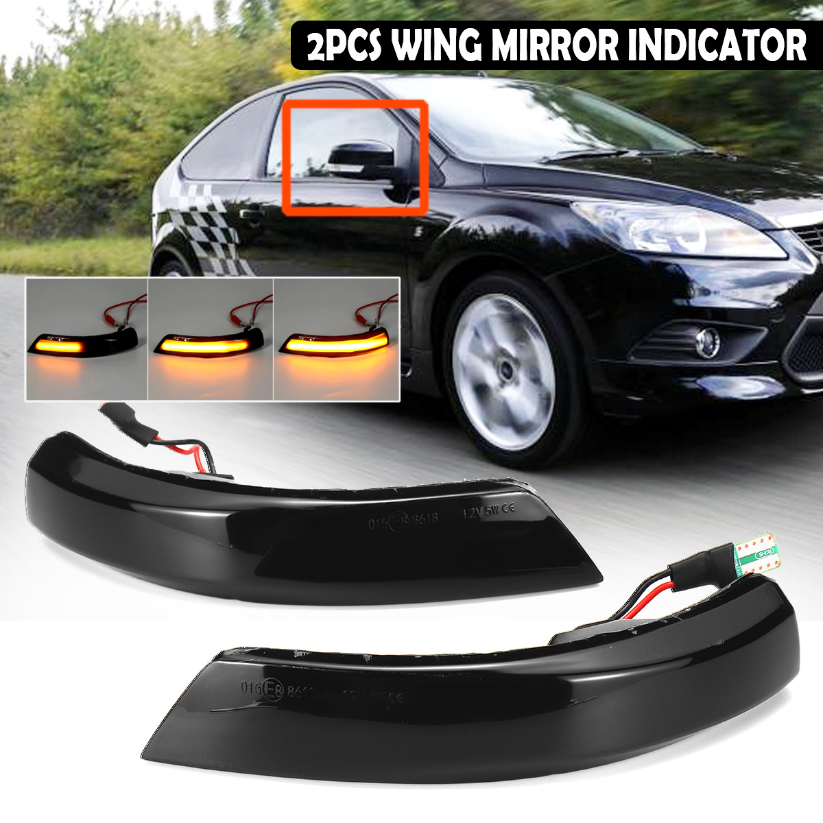 DynamicAmberLEDSideRearMirrorIndicatorTurnSignalLightsForFordFocusMK2MK32008-2016MondeoMK42011-2015-1572863-1