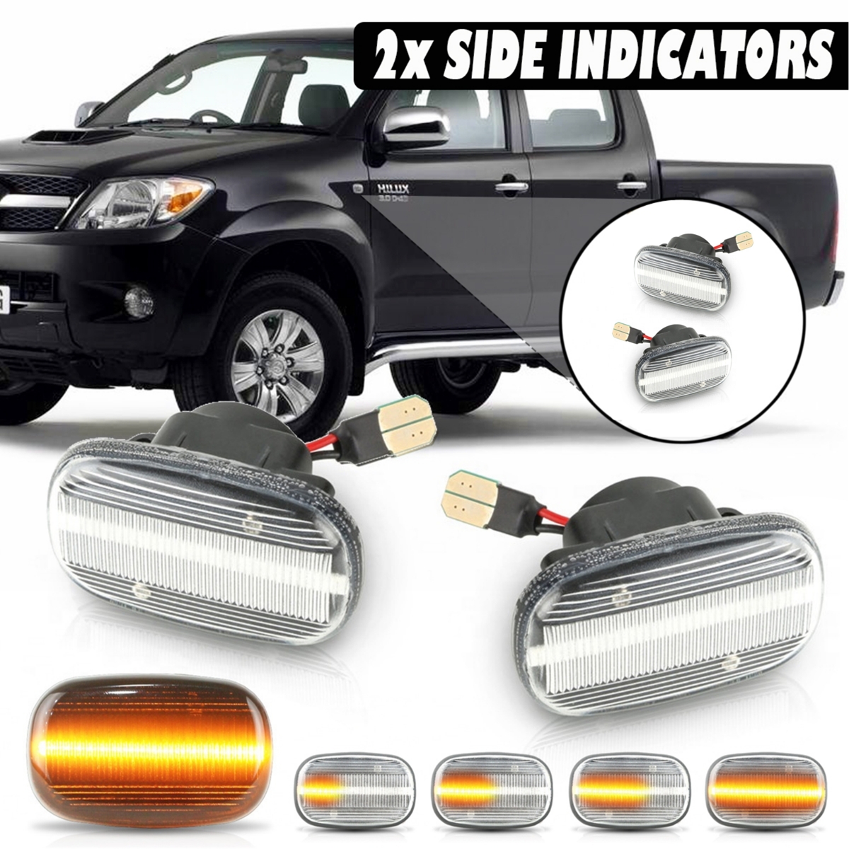 DynamicLEDSideMarkerLightRepeaterIndicatorLampTurnSignalPairForToyota-1731898-1