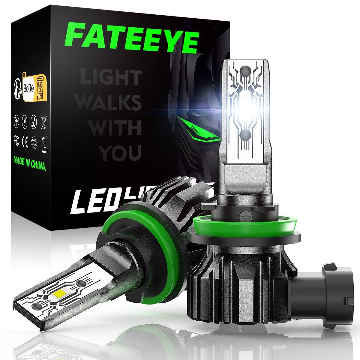 FATEEYEA700-F1DC9V-18VCarLEDHeadlightBulbs10000LMPairforCarModification6500KFrontLEDHeadlampHighLowB-1996907-11