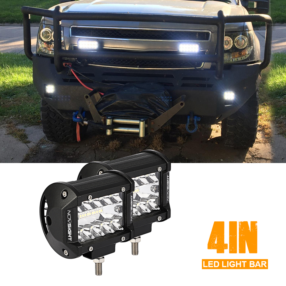 NOVSIGHT2PCS4inch60WLEDWorkLightBar3RowSpotLampIP68WaterproofForATVUTVSUVOffRoad-2008568-2