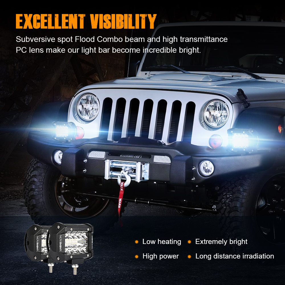 NOVSIGHT2PCS4inch60WLEDWorkLightBar3RowSpotLampIP68WaterproofForATVUTVSUVOffRoad-2008568-3