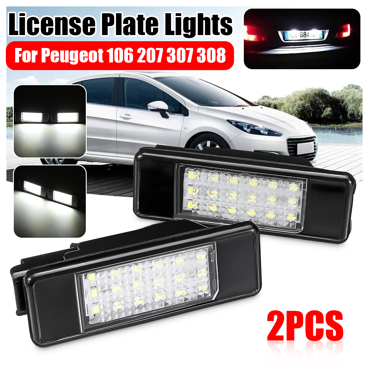 PairLEDLicensePlateLights6340A3ForPeugeot106207307308406407508CitroenC3C4C5-1615565-1