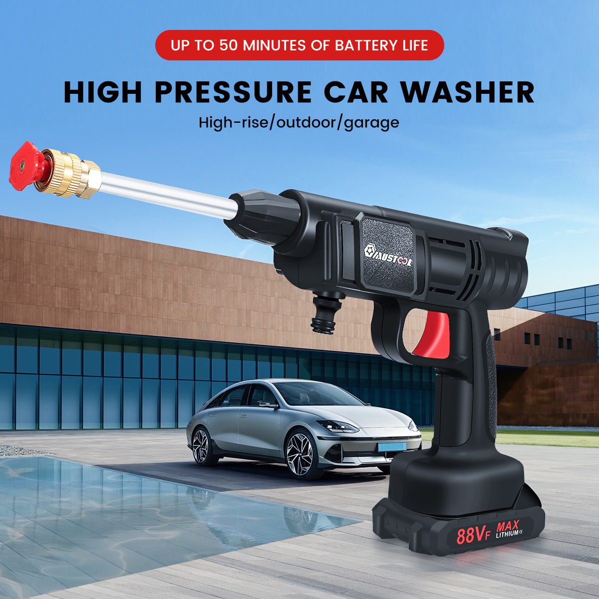 160WCarWasherCleanerCarWashingSprayGunCordlessHighPressureElectricWaterGunFoamMachineforMakita18VBat-1976891-8