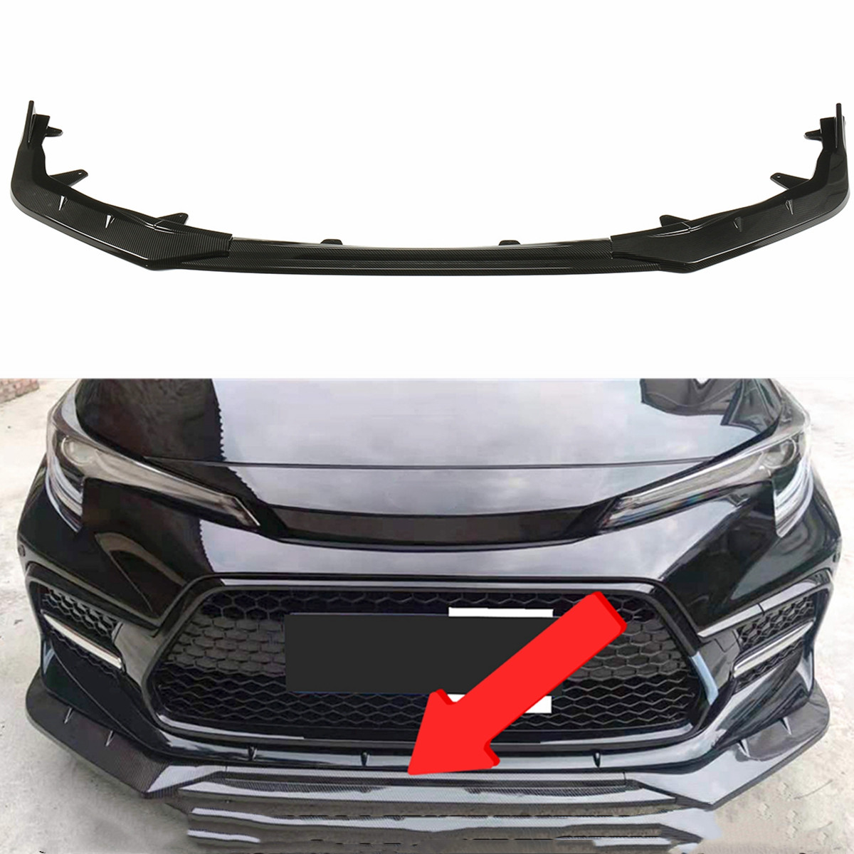 3PCSCarbonFiberLookFrontBumperLipSpoilerTrimForToyotaCorollaSEXSESportsModel2021-2007645-3