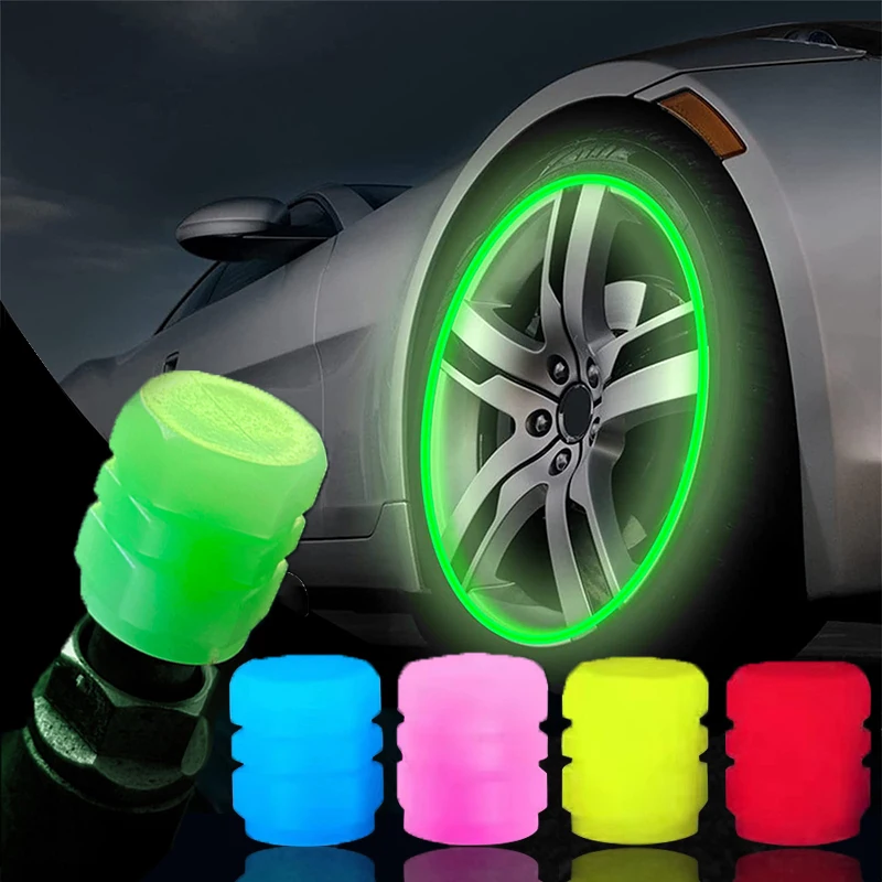 4PCCarLuminousValveCapsFluorescentNightGlowingCarMotorcycleBicycleWheelStylingTyreHubUniversalCapDec-2014213-1