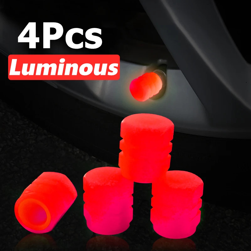 4PCCarLuminousValveCapsFluorescentNightGlowingCarMotorcycleBicycleWheelStylingTyreHubUniversalCapDec-2014213-4