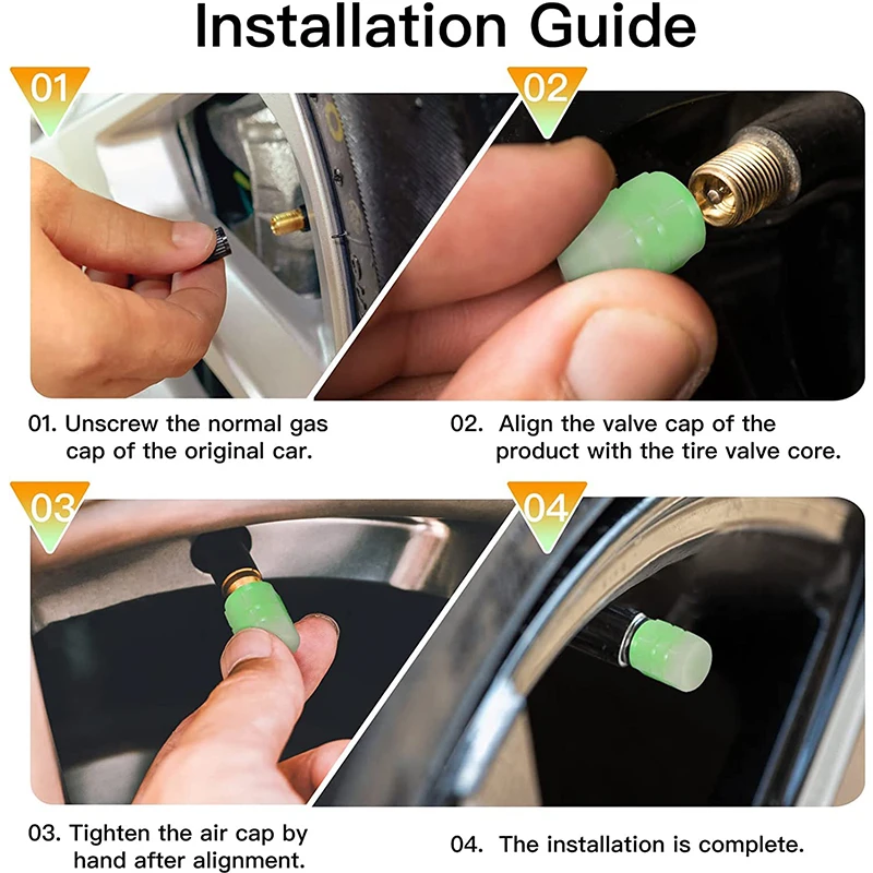 4PCCarLuminousValveCapsFluorescentNightGlowingCarMotorcycleBicycleWheelStylingTyreHubUniversalCapDec-2014213-9