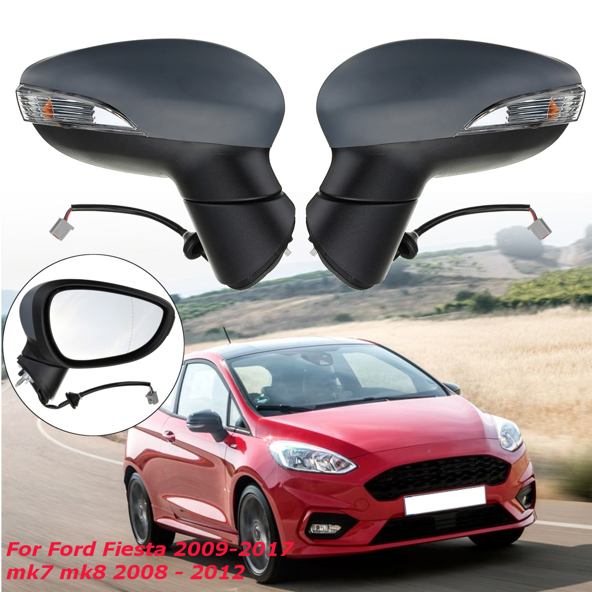 CarDoorWingMirrorIndicatorDriverPassengerSideManualFoldLeftRightForFordFiesta09-17-1609251-1