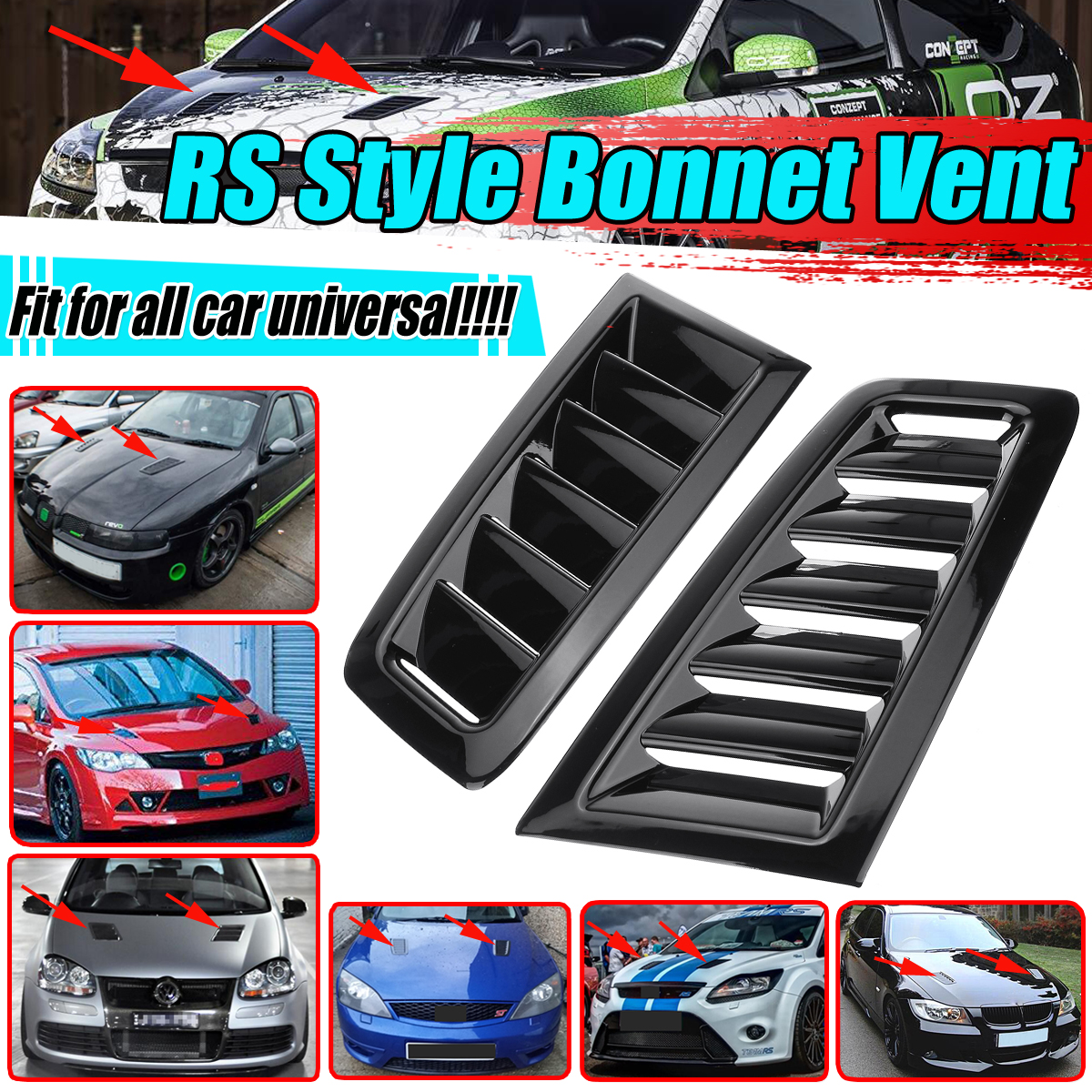 CarRSStyleBonnetVentsUniversalGlossyBlackForFordFocusMK2-1673865-1